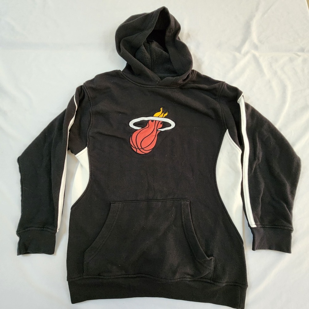 Miami Heat NBA Black Cotton Blend Hooded Sweatshirt Men's S